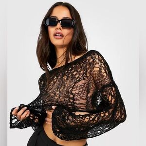 BOOHOO Ladder Fine Knit Top